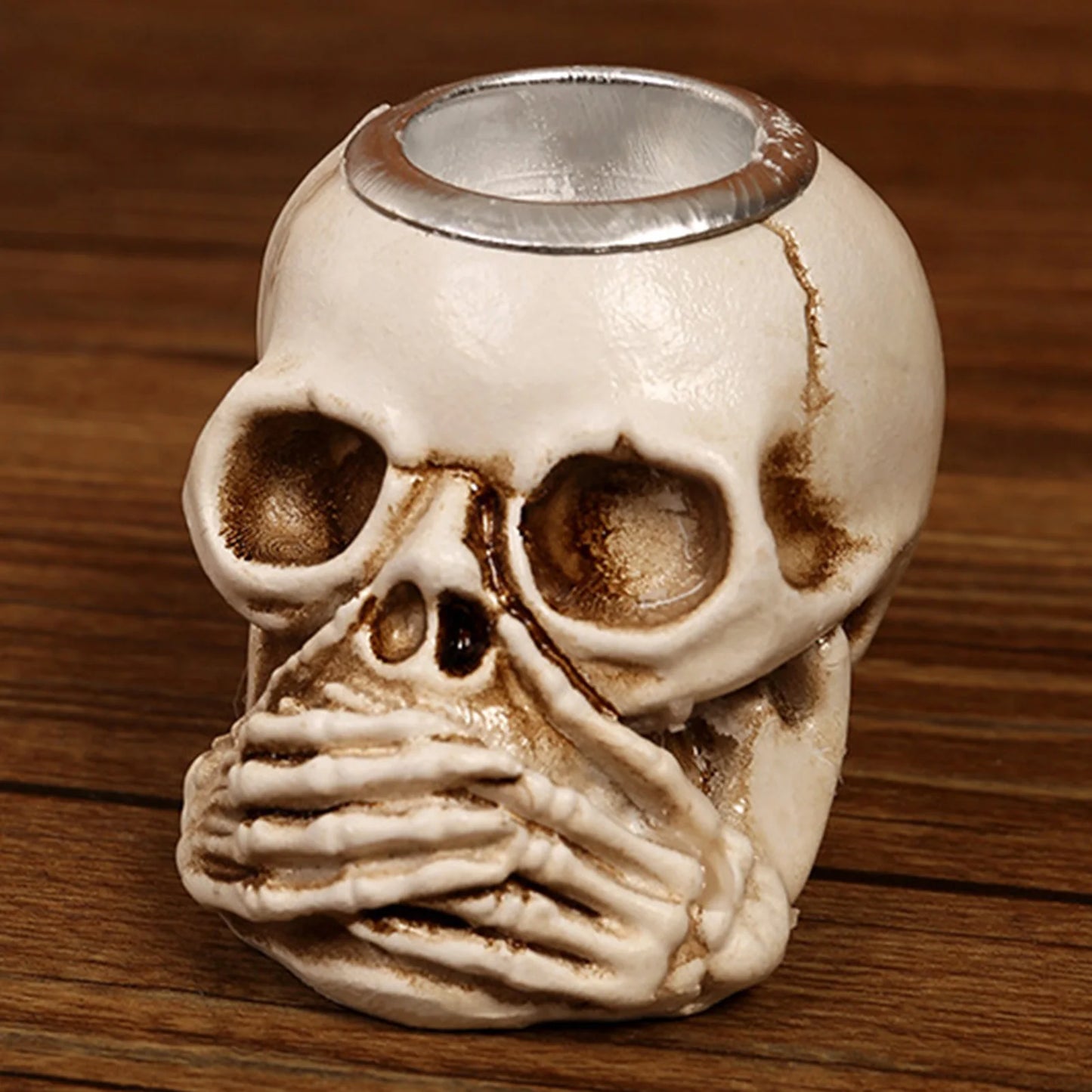 Halloween Skull Candlestick – Creepy Gothic Tealight Holder for Party & Home Decor