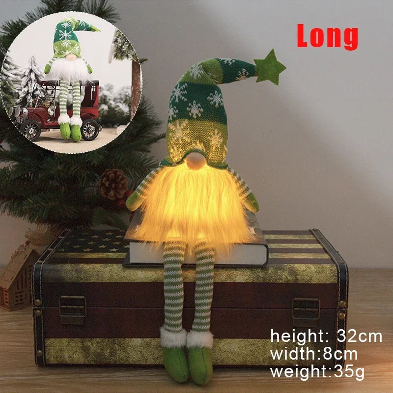 Christmas Faceless Gnome Doll – LED Light Plush Knitting Ornament for Holiday Decor