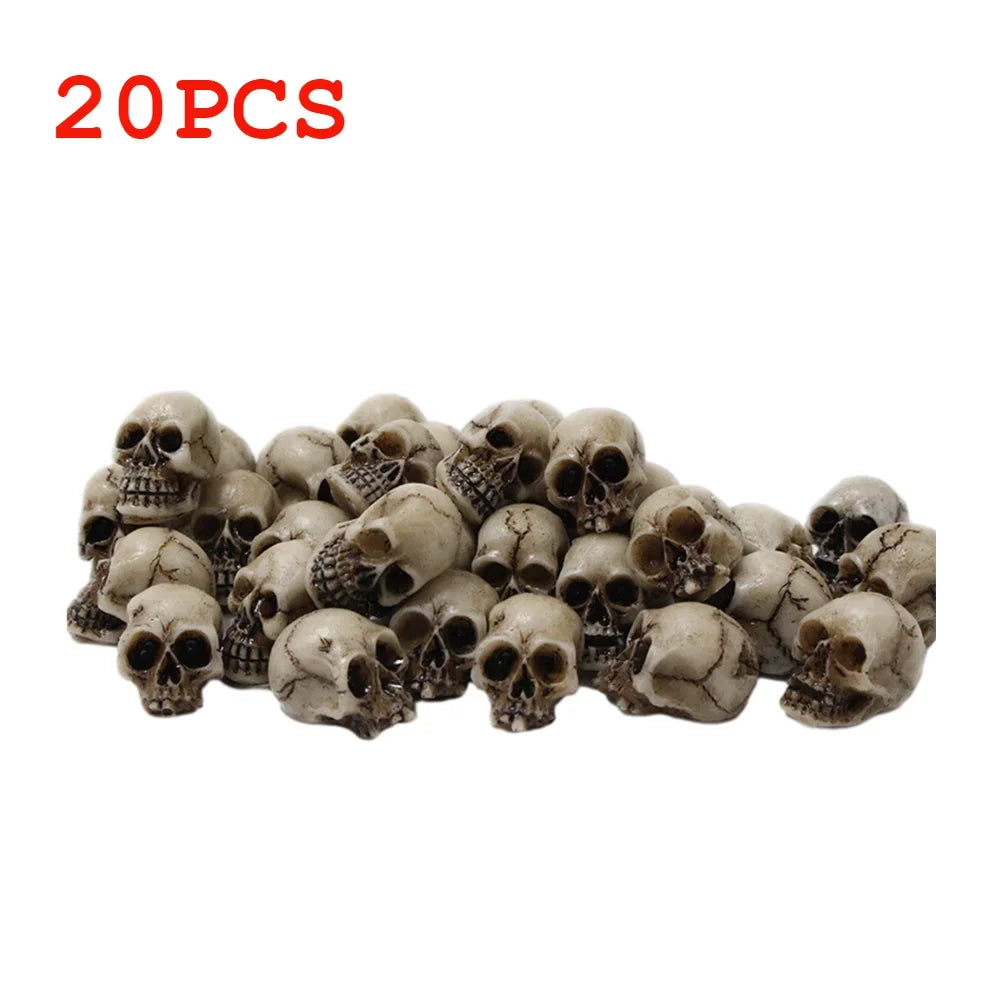 20Pcs Gothic Skull Sculptures – Halloween Skeleton Ornaments for Home, Garden & Party Décor