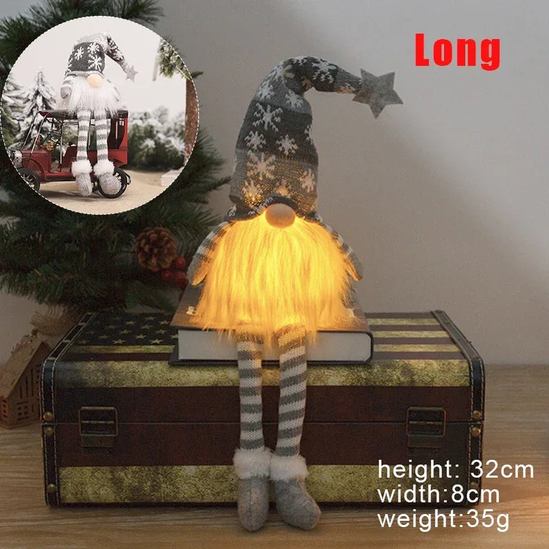 Christmas Faceless Gnome Doll – LED Light Plush Knitting Ornament for Holiday Decor