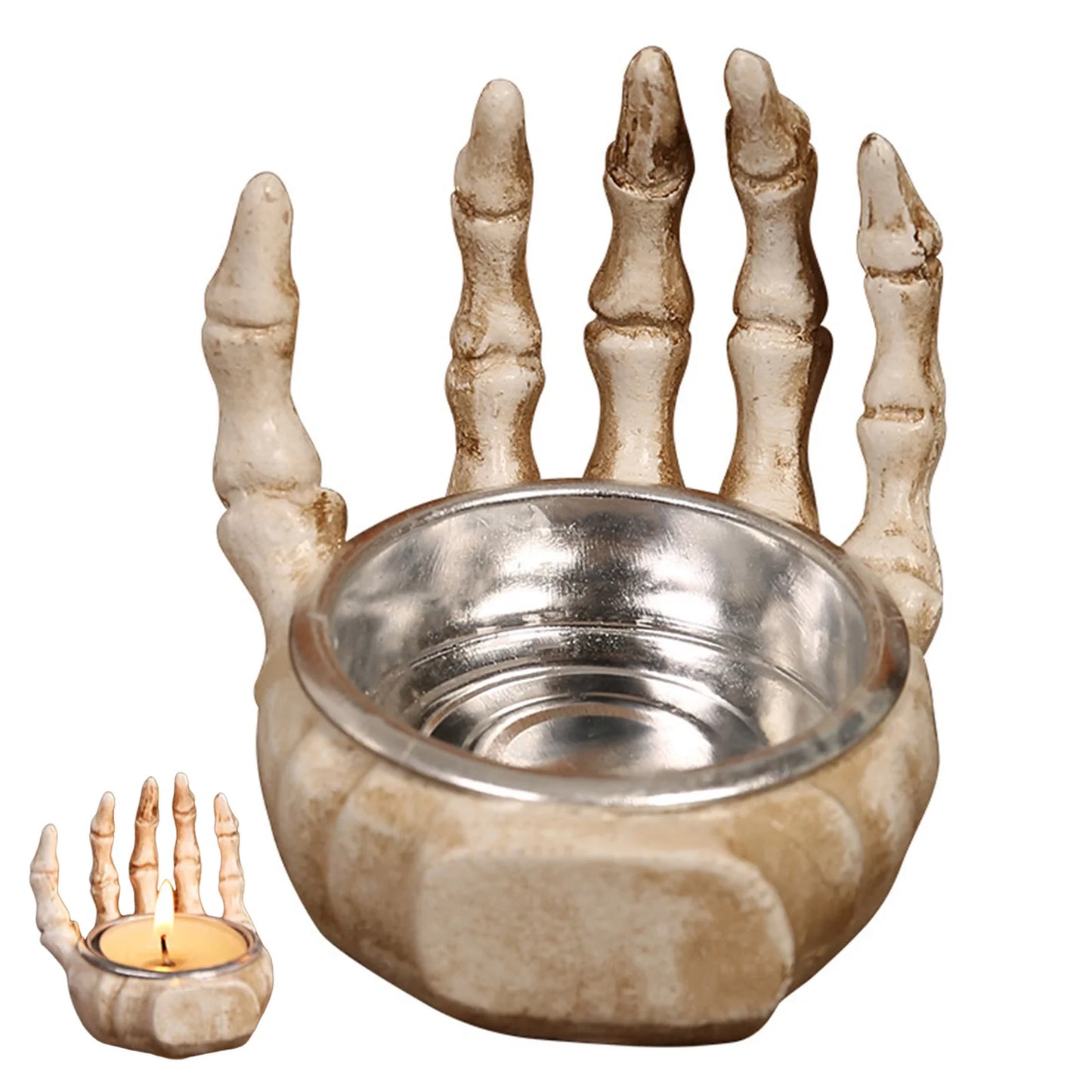 Halloween Skull Candlestick – Creepy Gothic Tealight Holder for Party & Home Decor