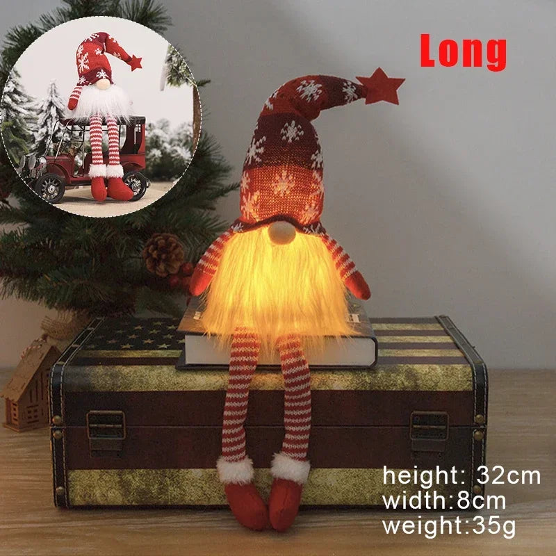 Christmas Faceless Gnome Doll – LED Light Plush Knitting Ornament for Holiday Decor