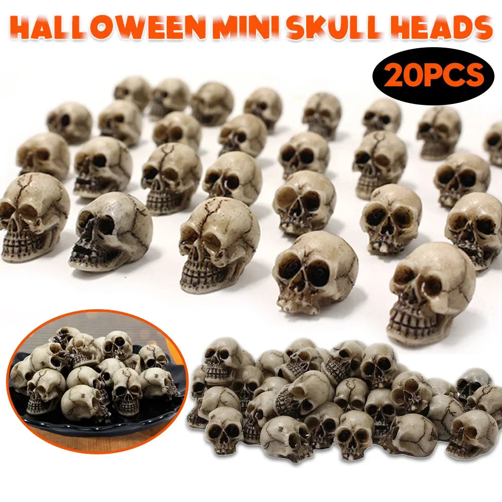 20Pcs Gothic Skull Sculptures – Halloween Skeleton Ornaments for Home, Garden & Party Décor