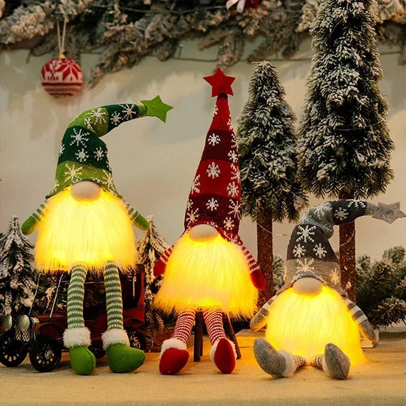 Christmas Faceless Gnome Doll – LED Light Plush Knitting Ornament for Holiday Decor