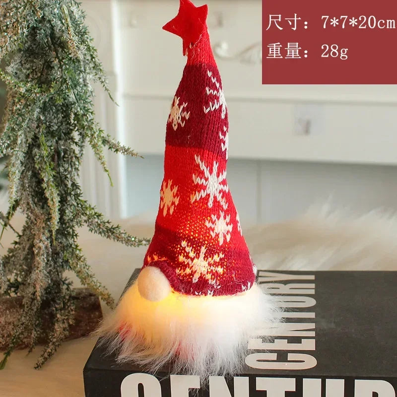 Christmas Faceless Gnome Doll – LED Light Plush Knitting Ornament for Holiday Decor