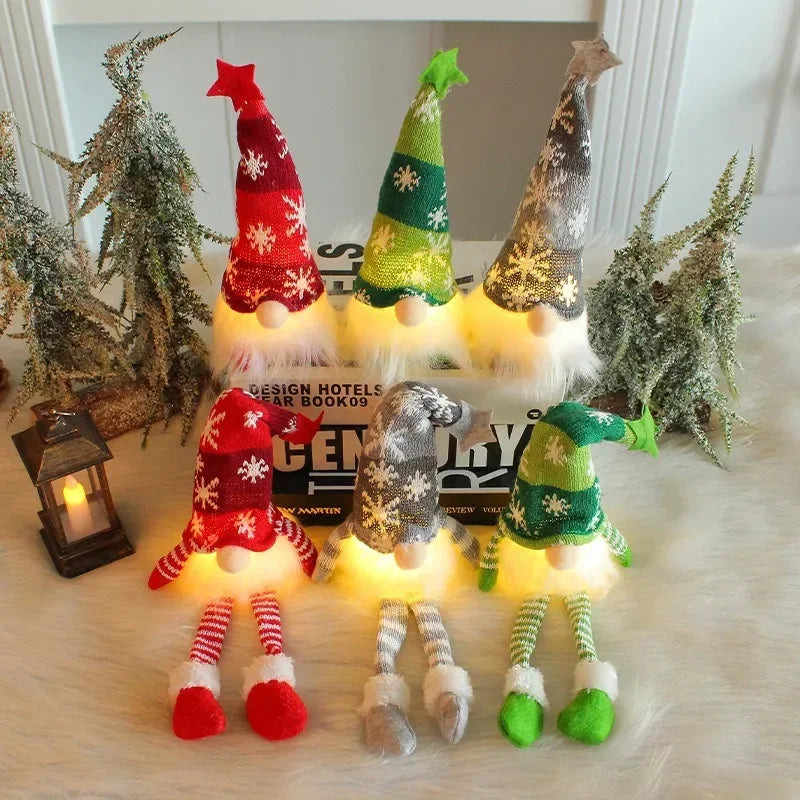 Christmas Faceless Gnome Doll – LED Light Plush Knitting Ornament for Holiday Decor