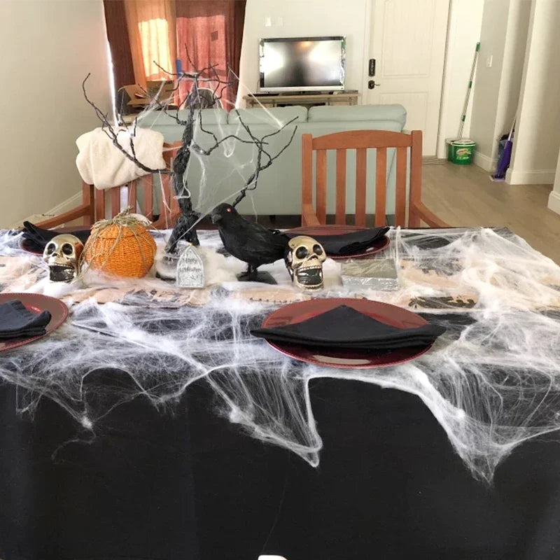 Halloween Spider Web Decoration β Stretchy Artificial Cobweb for Haunted House, Party & Bar Decor