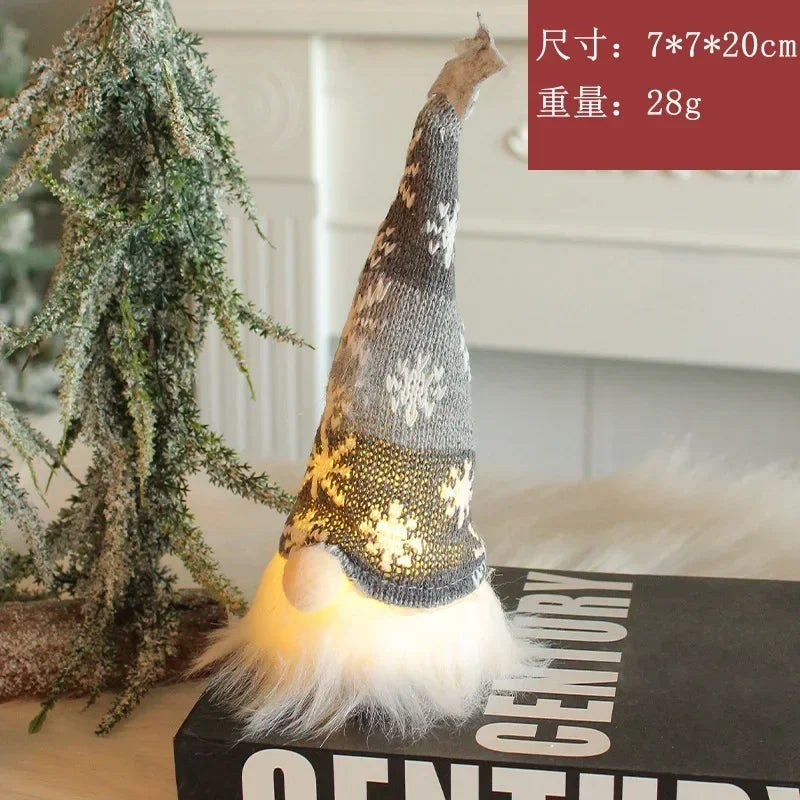 Christmas Faceless Gnome Doll – LED Light Plush Knitting Ornament for Holiday Decor