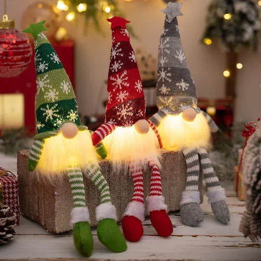 Christmas Faceless Gnome Doll – LED Light Plush Knitting Ornament for Holiday Decor
