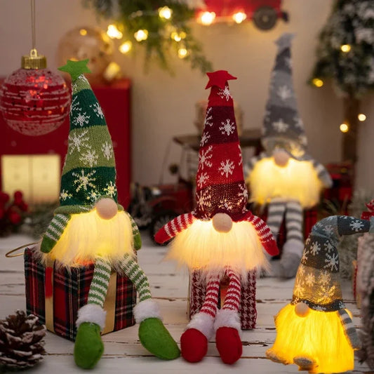 Christmas Faceless Gnome Doll – LED Light Plush Knitting Ornament for Holiday Decor