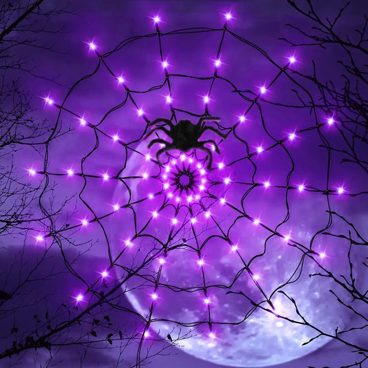 Haunted Halloween LED String Lights – Colorful Ghost & Web Décor