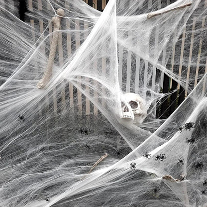 Halloween Spider Web Decoration – Stretchy Artificial Cobweb for Haunted House, Party & Bar Decor