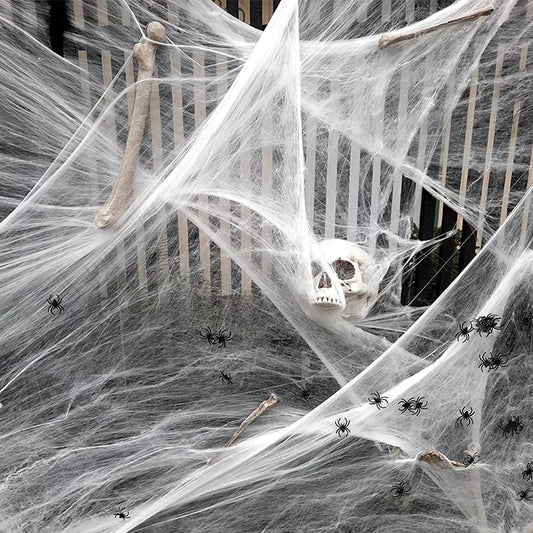 Halloween Spider Web Decoration – Stretchy Artificial Cobweb for Haunted House, Party & Bar Decor